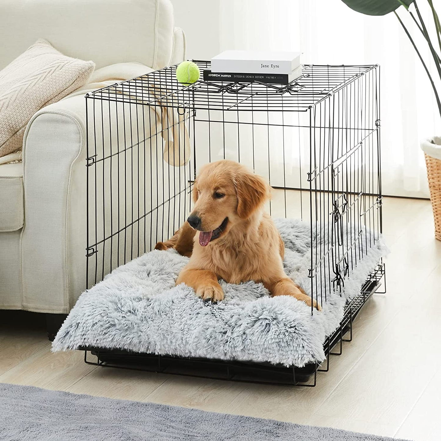 Reyox Large Dog Bed, 41 x 27 inch Plush Dog Cage Bed Fluffy, Washable Dog Mat with Non-Slip Bottom for Large and Medium Dogs