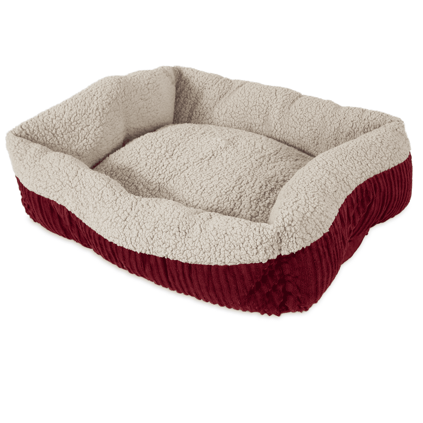 Aspen Pet Round Self Warming Oval Lounger Pet Bed for Dog and Cats, 19.5 x 19.5 x 7, Red