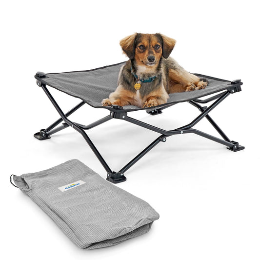 Coolaroo Elevated Pet Bed On-The-Go with HeatShield Cooling Fabric, Glacier Grey, Small