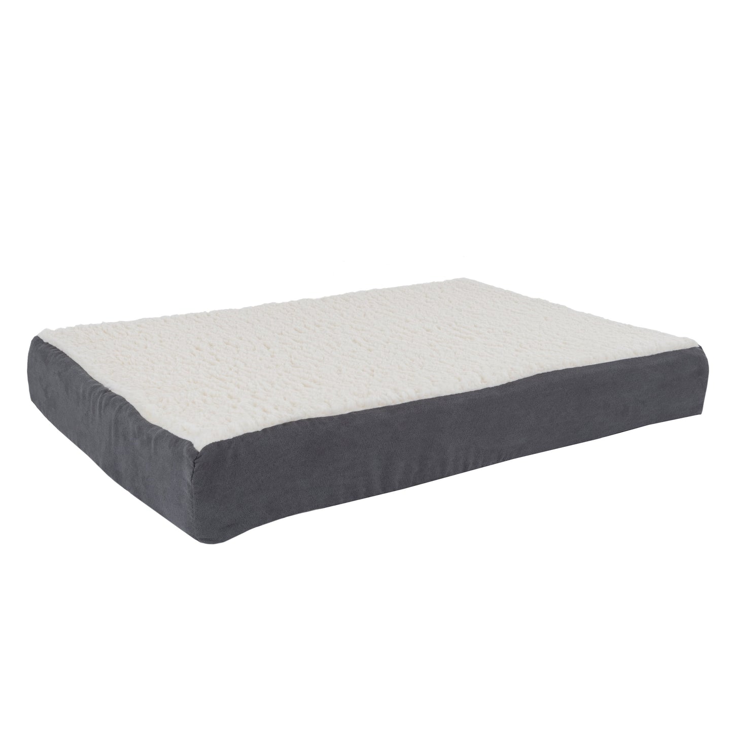 PETMAKER Orthopedic Dog Bed - 2-Layer 30x20.5-Inch Memory Foam Pet Mattress with Machine-Washable Sherpa Cover for Medium Dogs up to 45lbs (Gray)