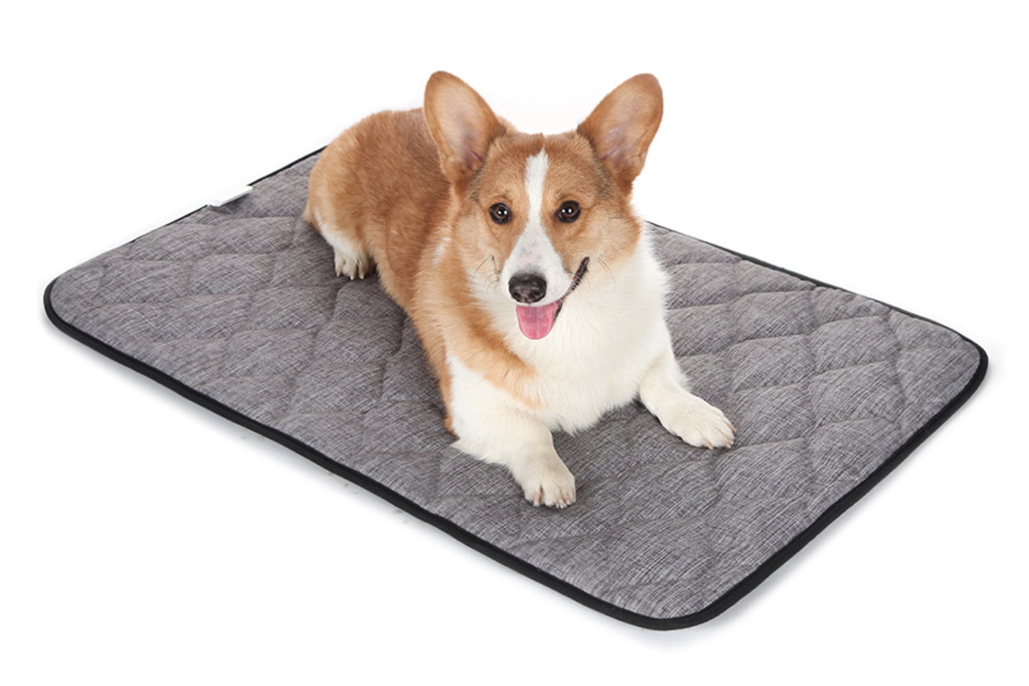 QIAOQI Dog Bed Crate Mat Grey Kennel Pad | Washable Orthopedic Pillow Pet Beds Cushion Padding Bolster