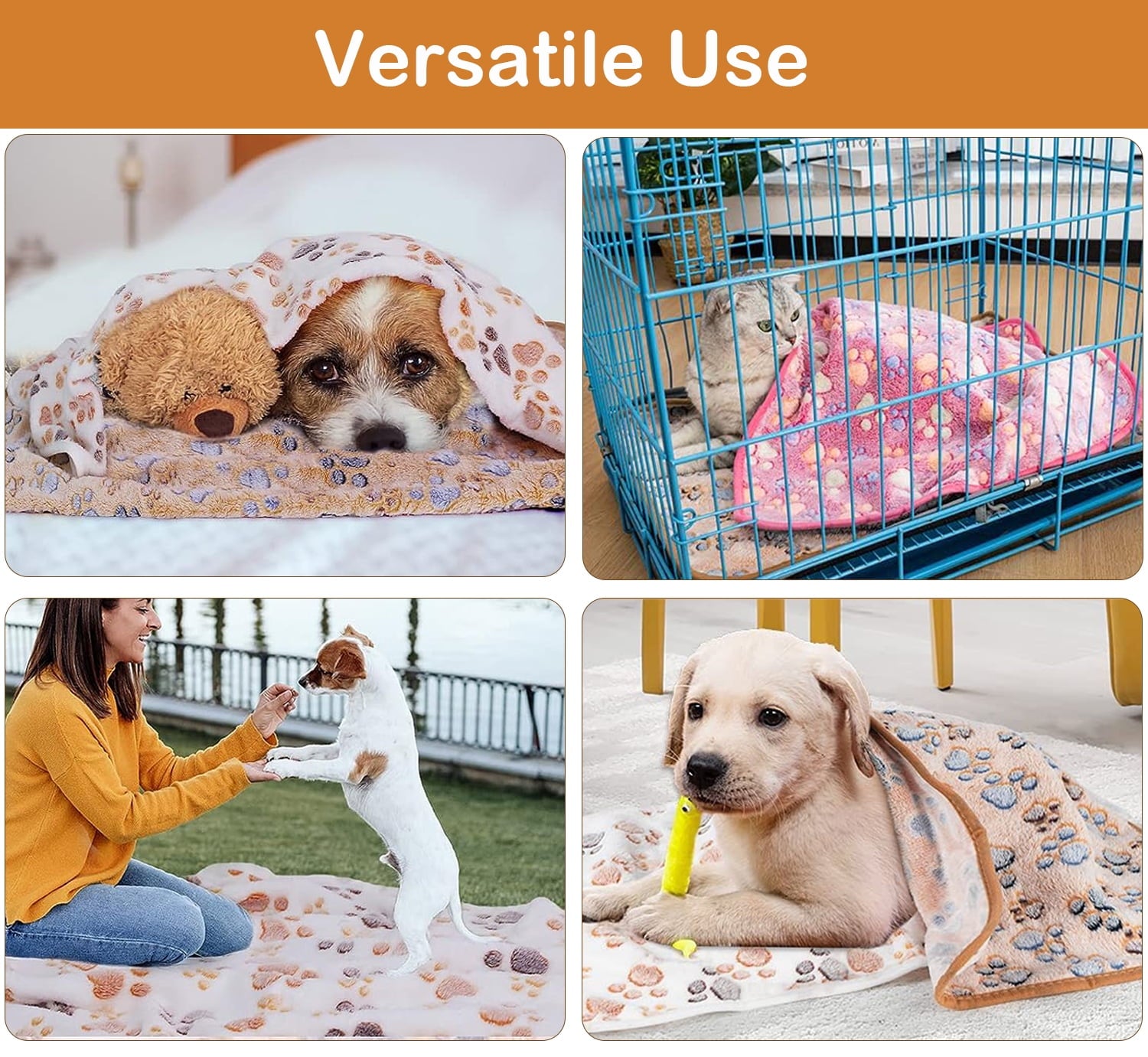 Petimi 3 Pcs Dog Blanket, Soft Warm Coral Fleece Pet Blanket, Puppy Blankets, Cat Blanket for Couch, 20.5"x30"