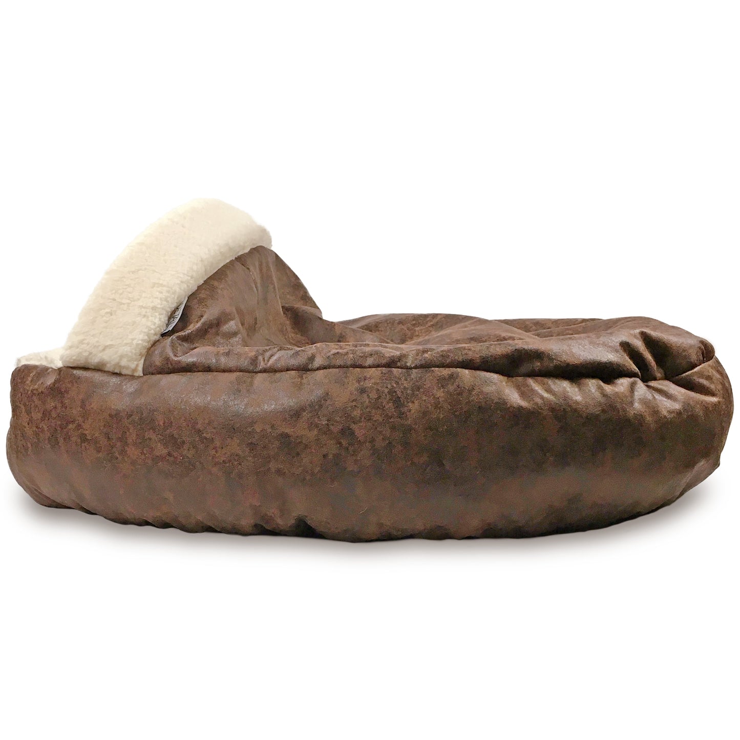 Precious Tails Vegan Leather Deep Dish Cave Pet Dog Bed - Large