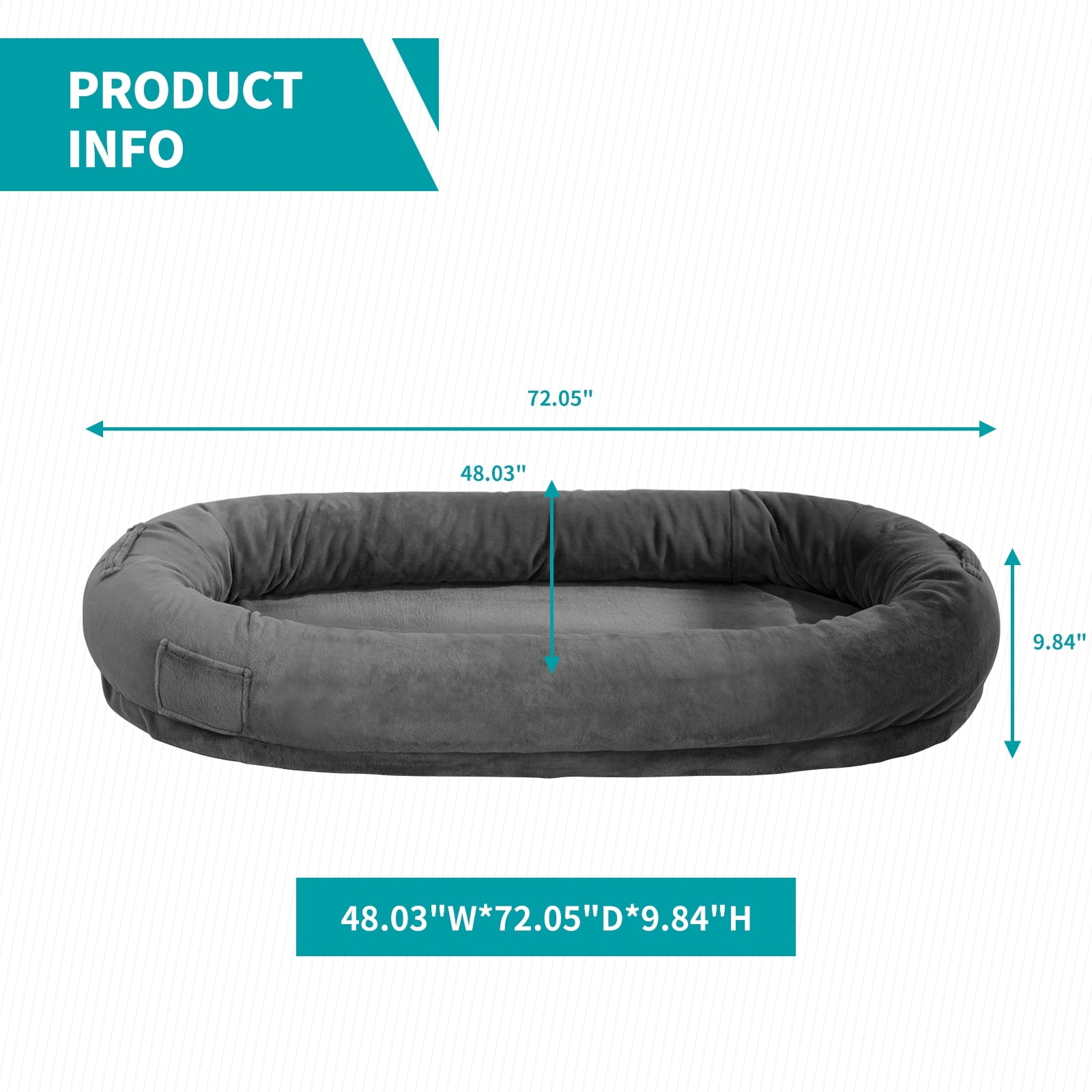 BALUS Deluxe Flannelette Human-Dog Bed, Large High-Quality Fabric Futon for Giant Breeds, Dark Grey