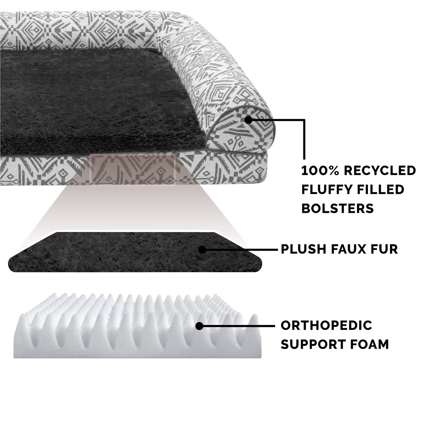 FurHaven Southwest Kilim Orthopedic Sofa Pet Bed for Dogs & Cats - Boulder Gray, Medium