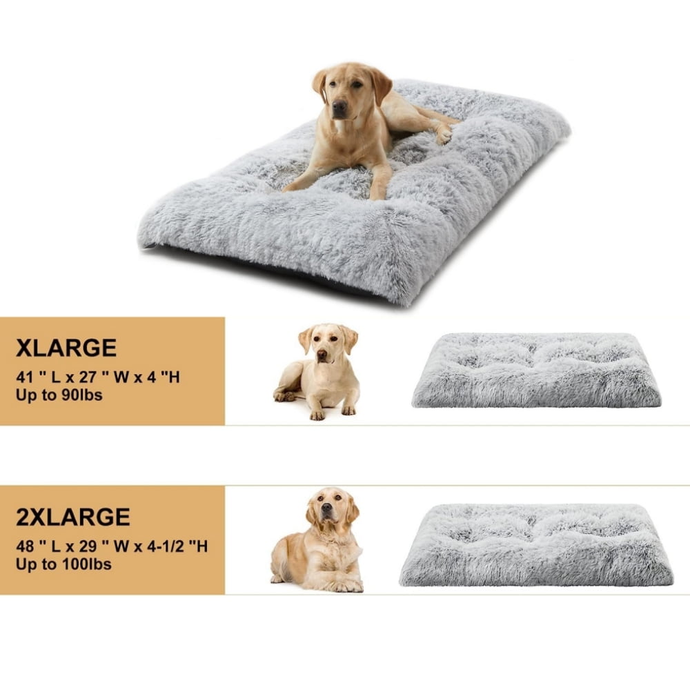 Reyox Large Dog Bed, 41 x 27 inch Plush Dog Cage Bed Fluffy, Washable Dog Mat with Non-Slip Bottom for Large and Medium Dogs