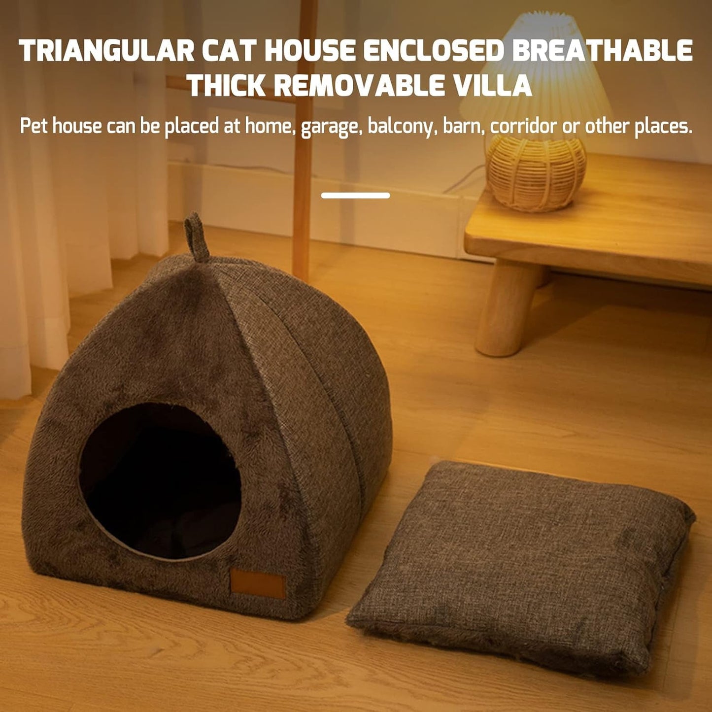 Warm Cat Shelter-House for Outdoor Cats in Winter, Soft and Self Warming Kitten beds,Cat Bed for Indoor Cats,Waterproof Outdoor Heated Cat House,Warm and Insulated Cat House