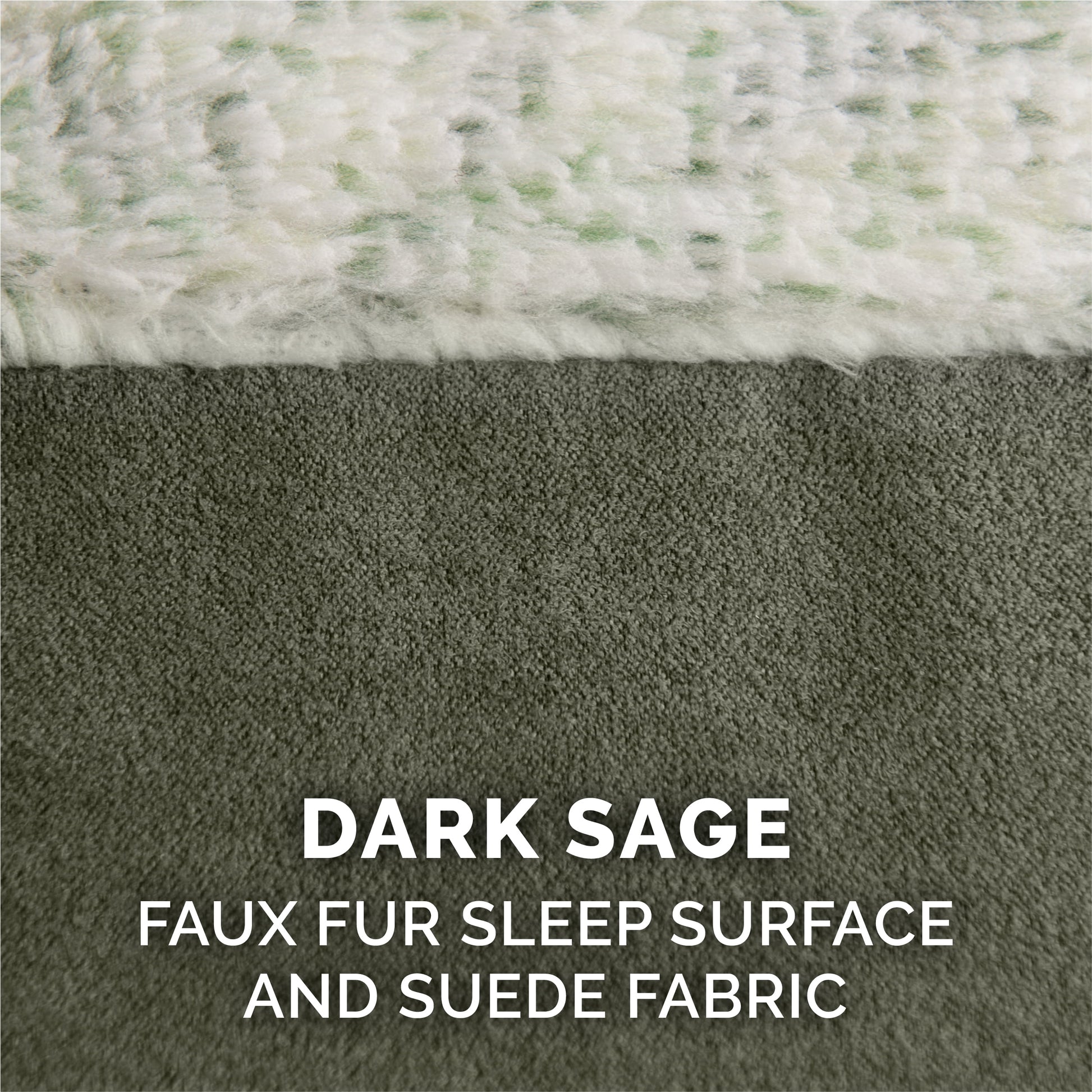 FurHaven Pet Products Two-Tone Faux Fur & Suede Orthopedic Deluxe Chaise Lounge Pet Bed for Dogs & Cats - Dark Sage, Medium