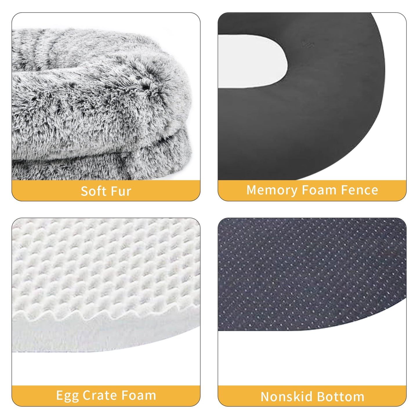 Dextrus Human Dog Bed, Oversized Memory Foam Dog Bed, 79"x43" with Blanket and Pillow, Removable Fur Cover, Grey