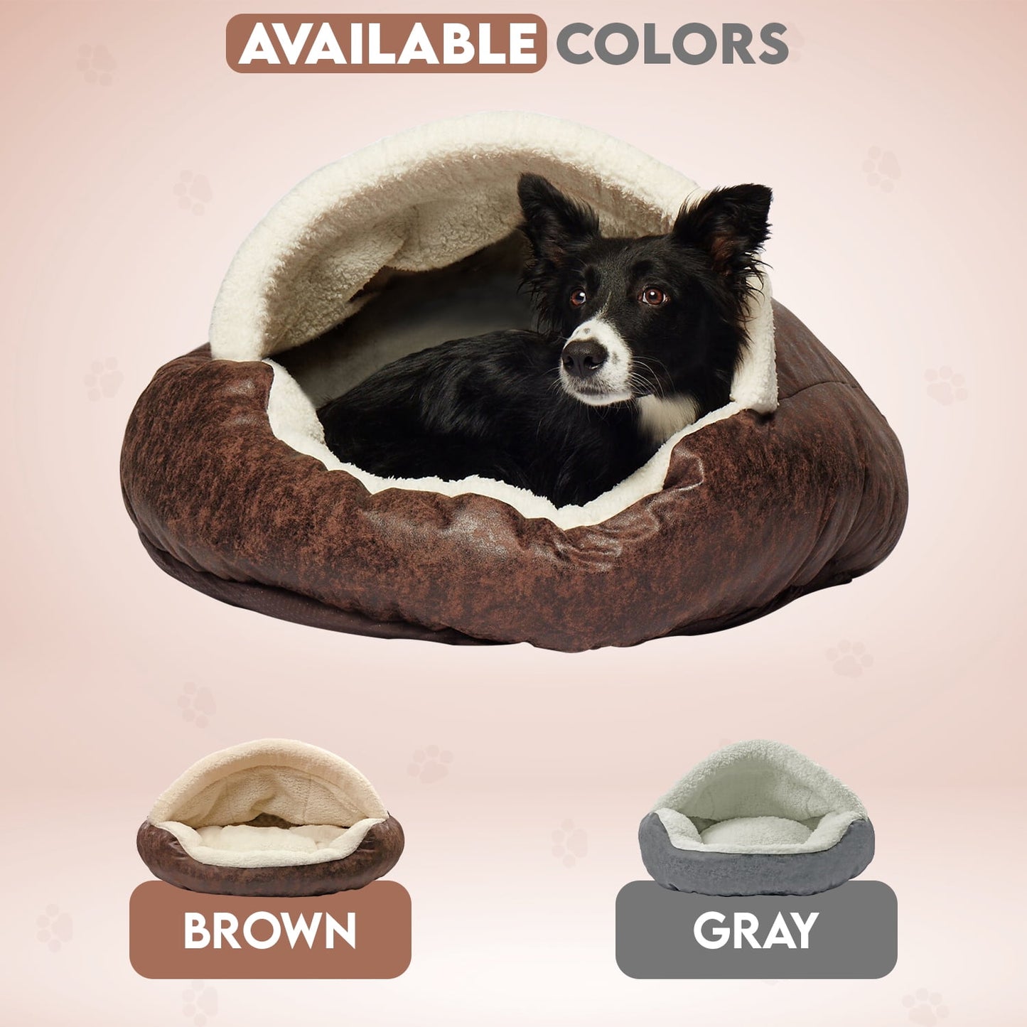 Precious Tails Vegan Leather Deep Dish Cave Pet Dog Bed - Large