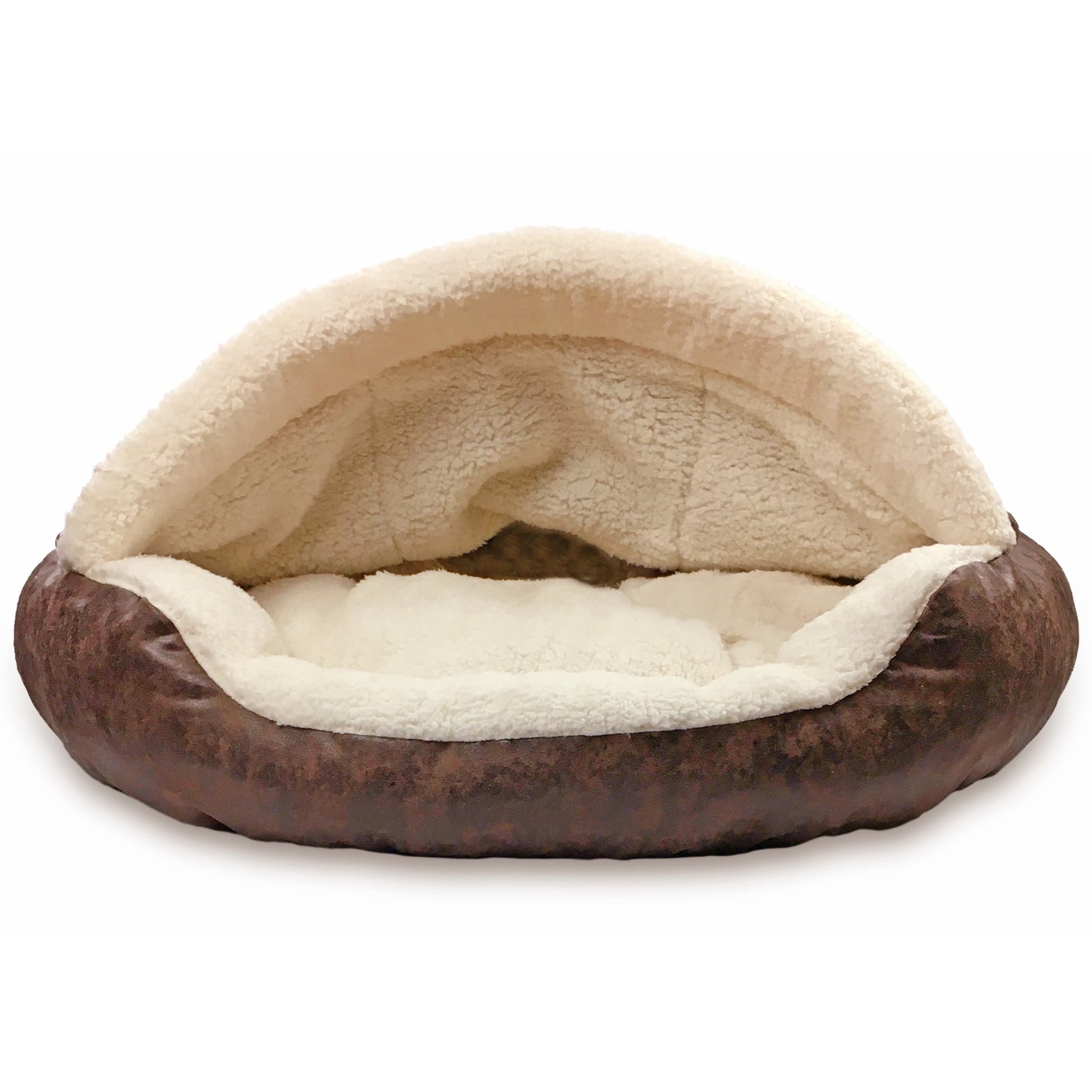 Precious Tails Vegan Leather Deep Dish Cave Pet Dog Bed - Large