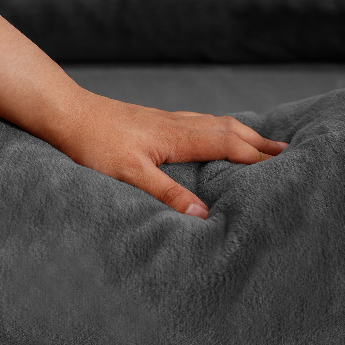 BALUS Deluxe Flannelette Human-Dog Bed, Large High-Quality Fabric Futon for Giant Breeds, Dark Grey