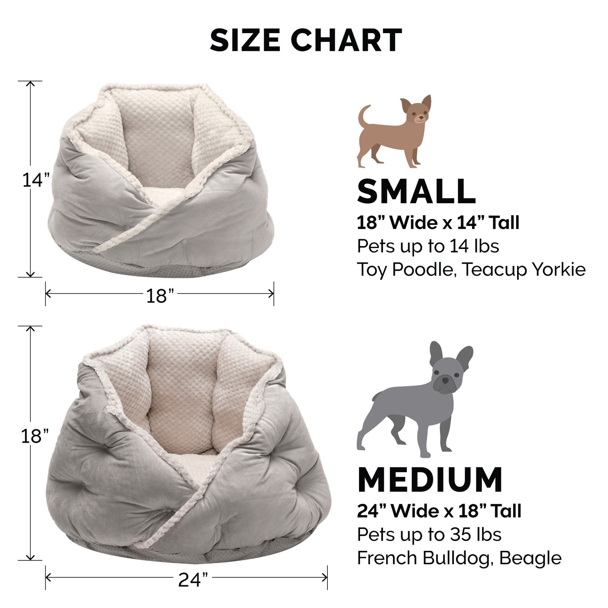 FurHaven Pet Products | Minky Faux Fur & Velvet Hug Bed for Dogs & Cats - Silver Gray, Medium