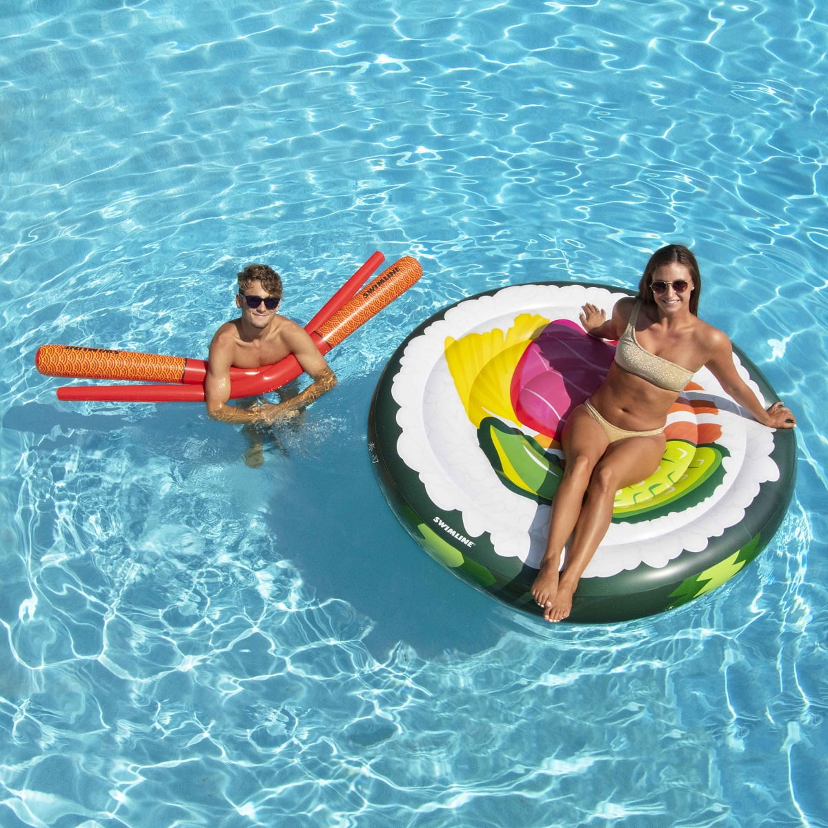Swimline Sushi Roll Pool Lounger with Chopstick Doodles Combo Pack