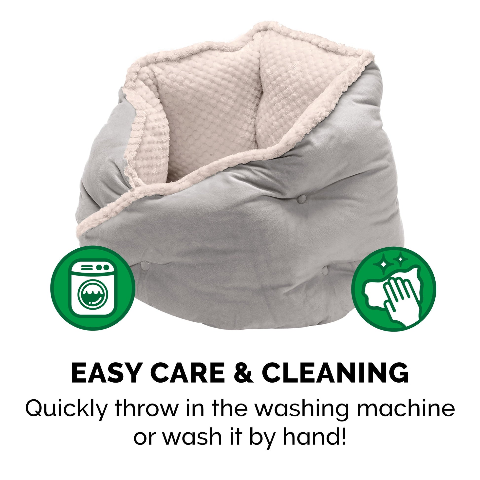 FurHaven Pet Products | Minky Faux Fur & Velvet Hug Bed for Dogs & Cats - Silver Gray, Medium