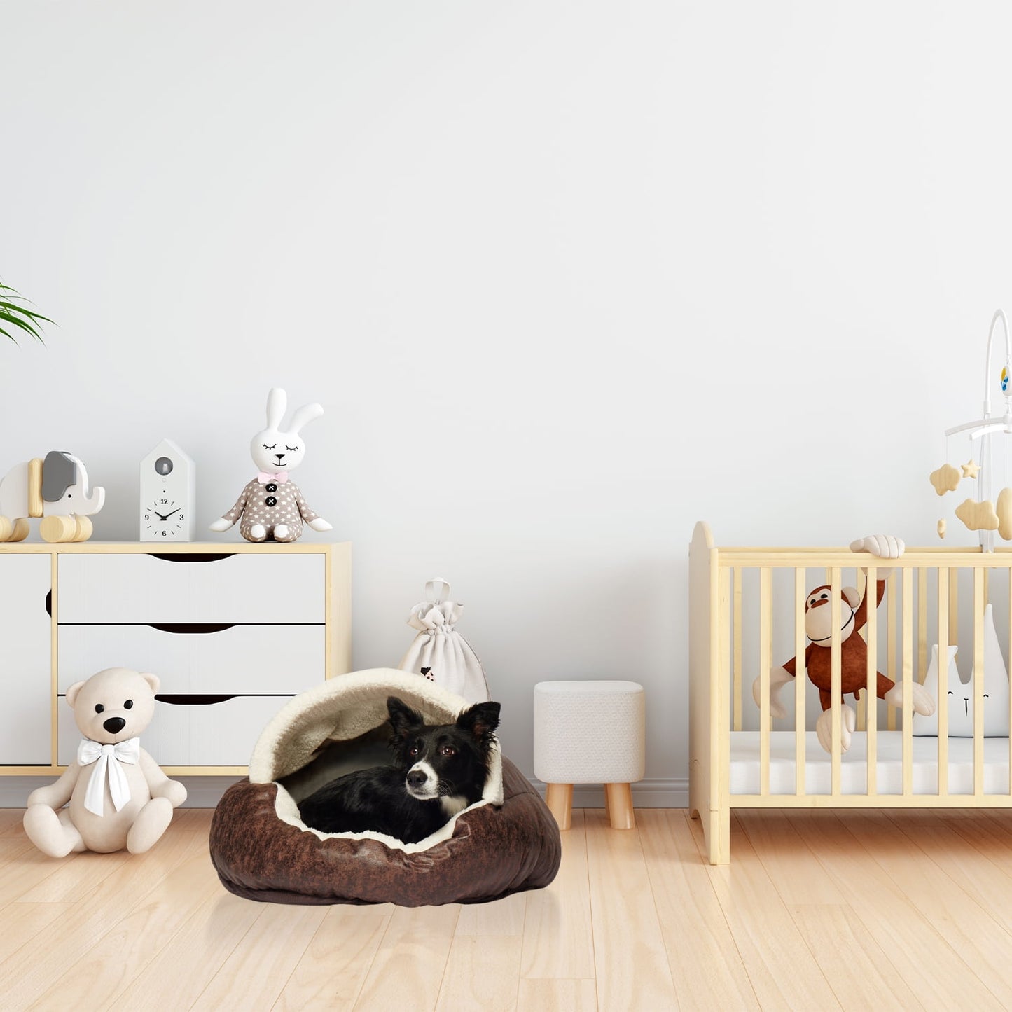 Precious Tails Vegan Leather Deep Dish Cave Pet Dog Bed - Large