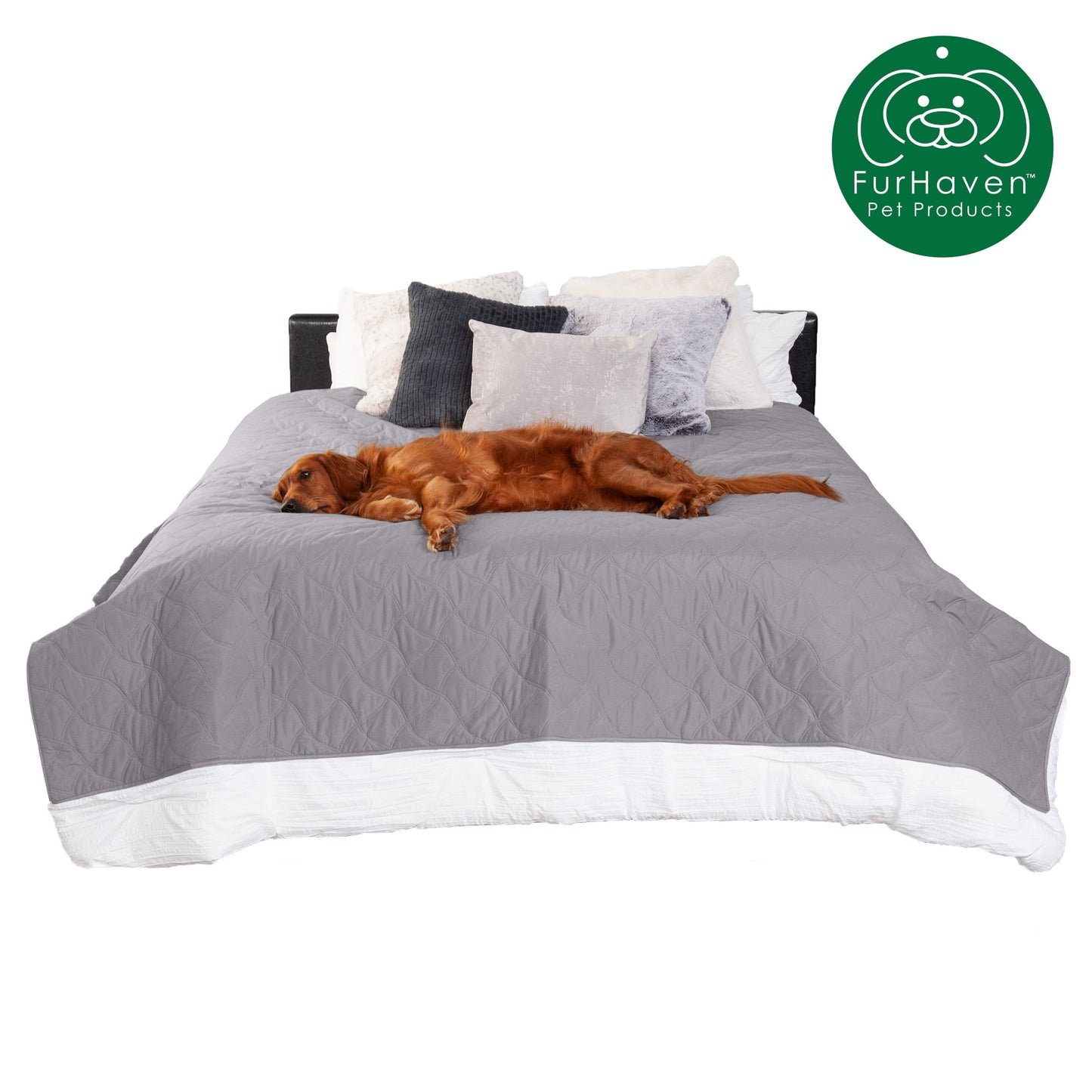 FurHaven Pet Products Quilted Twill Waterproof Bed/Furniture Protector - Gray, Medium/Full