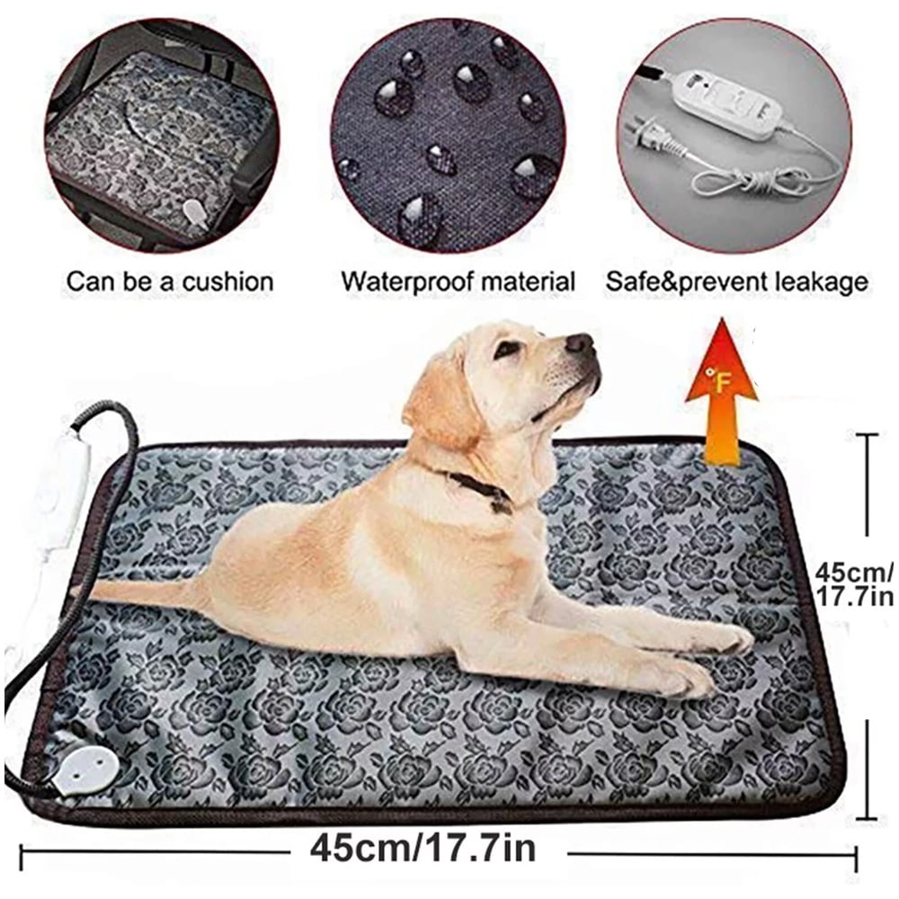 Yolispa Pet Heating Pad Mat, Electric Pet Heating Pad Bed for Cat Dog Large Indoor Outdoor Waterproof Adjustable Temperature Heater