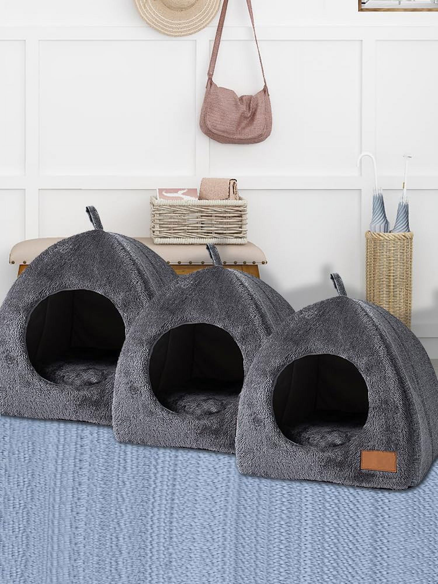 Warm Cat Shelter-House for Outdoor Cats in Winter, Soft and Self Warming Kitten beds,Cat Bed for Indoor Cats,Waterproof Outdoor Heated Cat House,Warm and Insulated Cat House