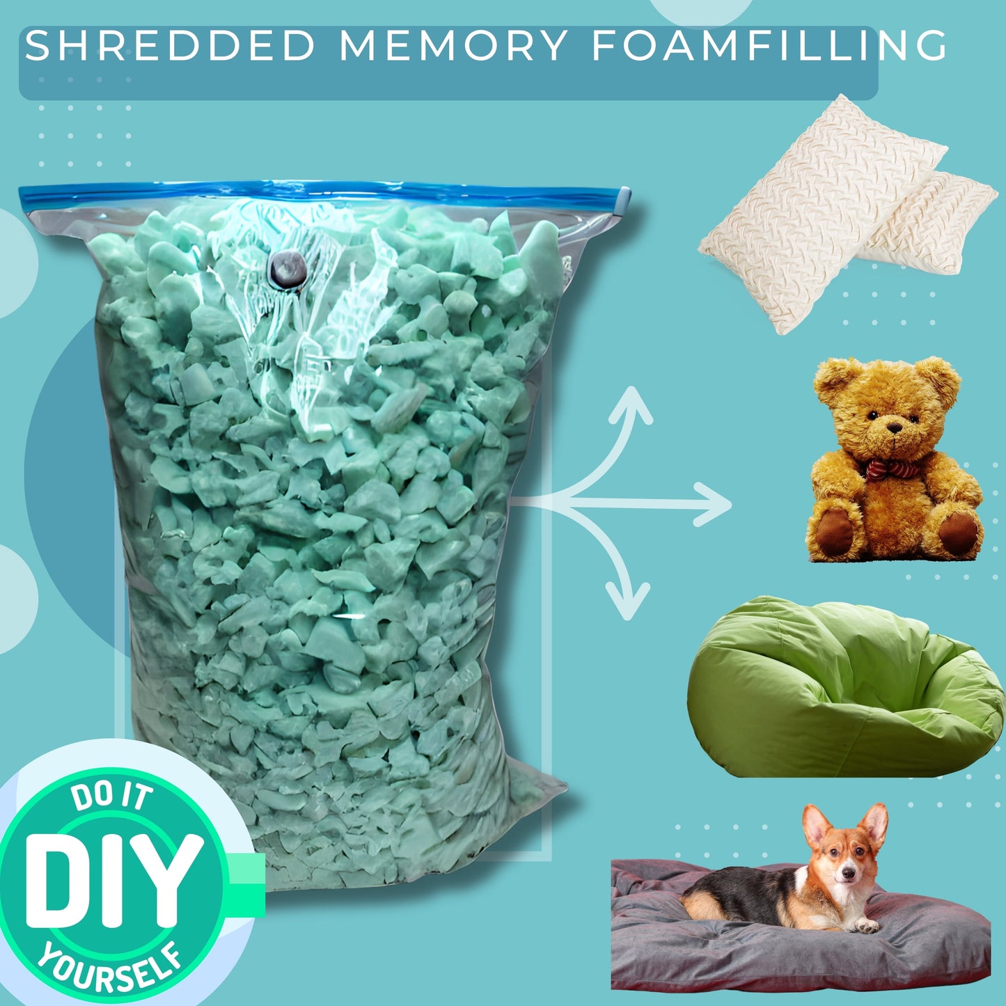 Dogbed4less 1 pack 10lb of New Memory Foam Fill for Home Use, Pet Beds, Crafts, and DIY Projects