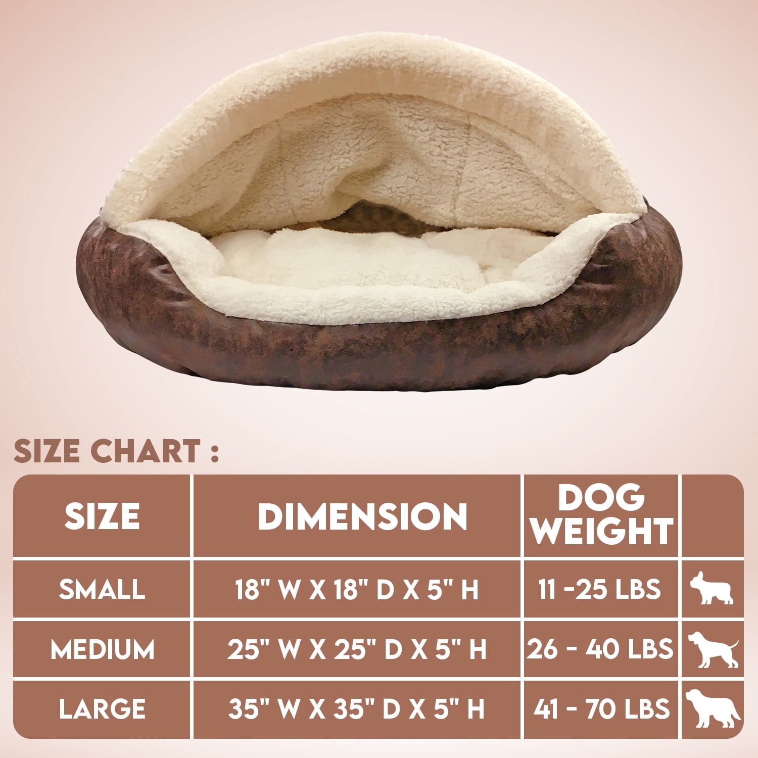 Precious Tails Vegan Leather Deep Dish Cave Pet Dog Bed - Large