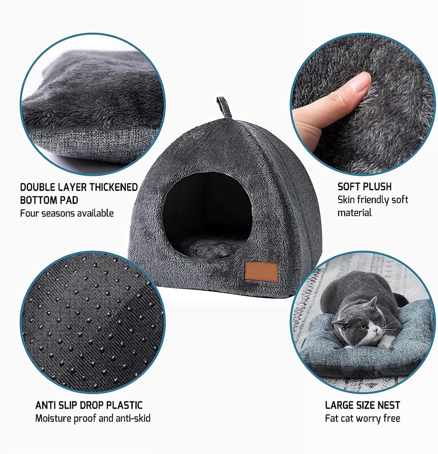 Warm Cat Shelter-House for Outdoor Cats in Winter, Soft and Self Warming Kitten beds,Cat Bed for Indoor Cats,Waterproof Outdoor Heated Cat House,Warm and Insulated Cat House