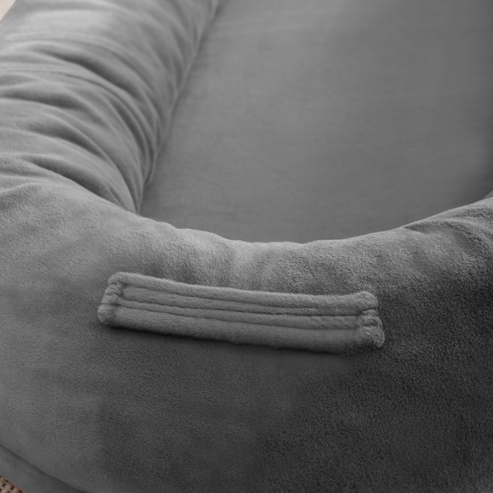 BALUS Deluxe Flannelette Human-Dog Bed, Large High-Quality Fabric Futon for Giant Breeds, Dark Grey