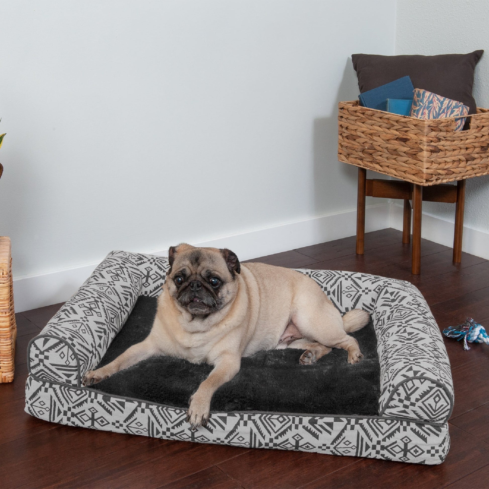FurHaven Southwest Kilim Orthopedic Sofa Pet Bed for Dogs & Cats - Boulder Gray, Medium
