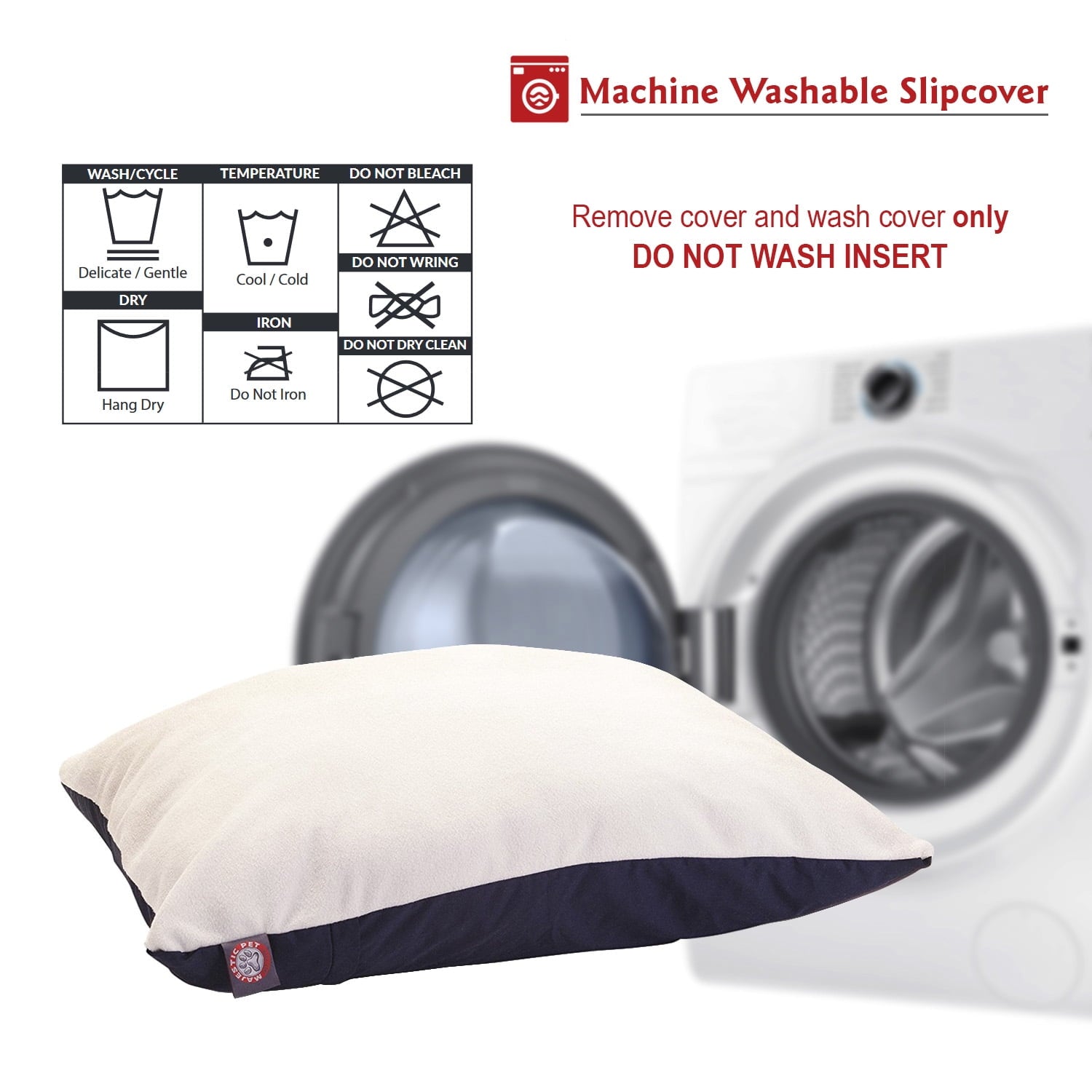 Majestic Pet Solid Color Rectangular Pillow Dog Bed Machine Washable