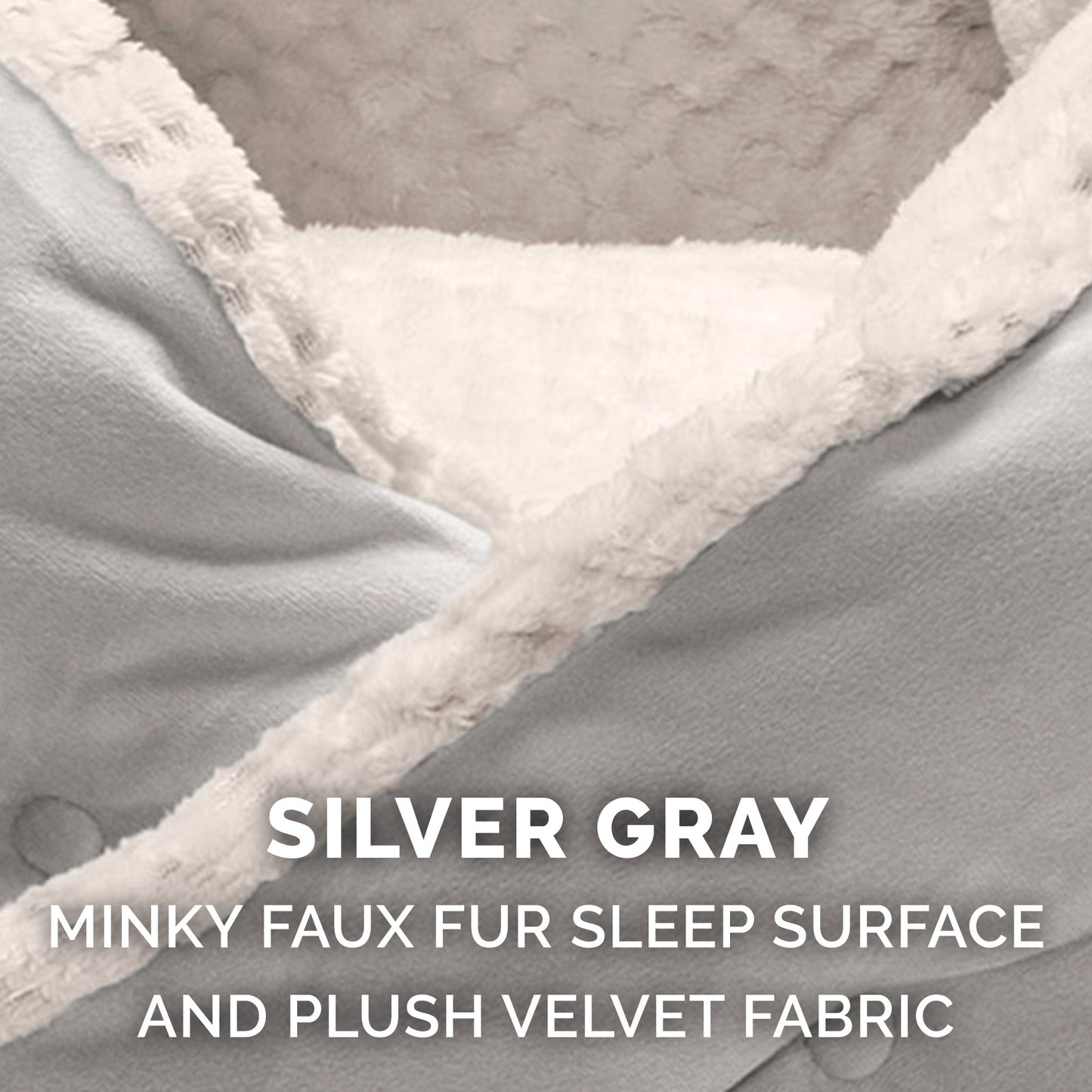 FurHaven Pet Products | Minky Faux Fur & Velvet Hug Bed for Dogs & Cats - Silver Gray, Medium