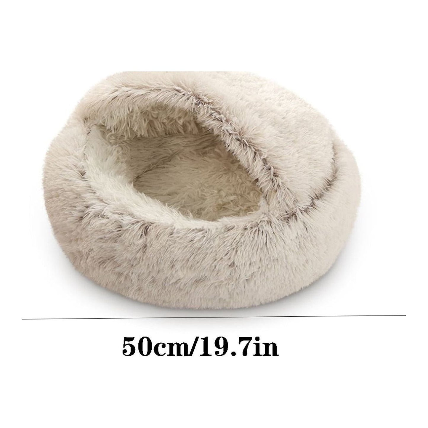 KIHOUT Dog Cave Bed for Small Dogs Cats Pets, Anti Anxiety Calming Plush Lining Dog Beds, Fluffy Covered Hooded Cozy Burrow Puppy Beds, Anti-Slip Bottom Washable Pet Sleep Bag 50CM