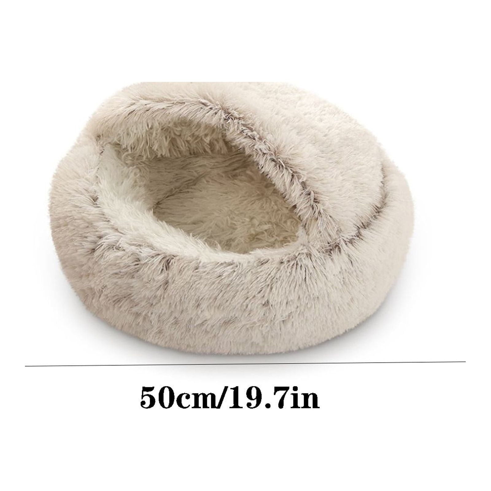 KIHOUT Dog Cave Bed for Small Dogs Cats Pets, Anti Anxiety Calming Plush Lining Dog Beds, Fluffy Covered Hooded Cozy Burrow Puppy Beds, Anti-Slip Bottom Washable Pet Sleep Bag 50CM