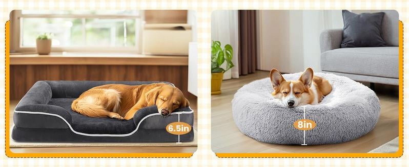 Orthopedic Dog Bed for Large Size Dogs, Supportive Memory Foam Dog Sofa with Washable Removable Cover, Non-Slip Base, Waterproof Pet Couch Bed