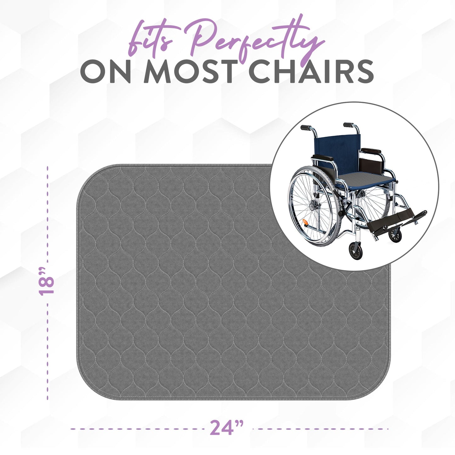 Inspire Underpads,  Comfort Fit Chair Pads, 3 Pack,  18" x 24", Super Absorbency