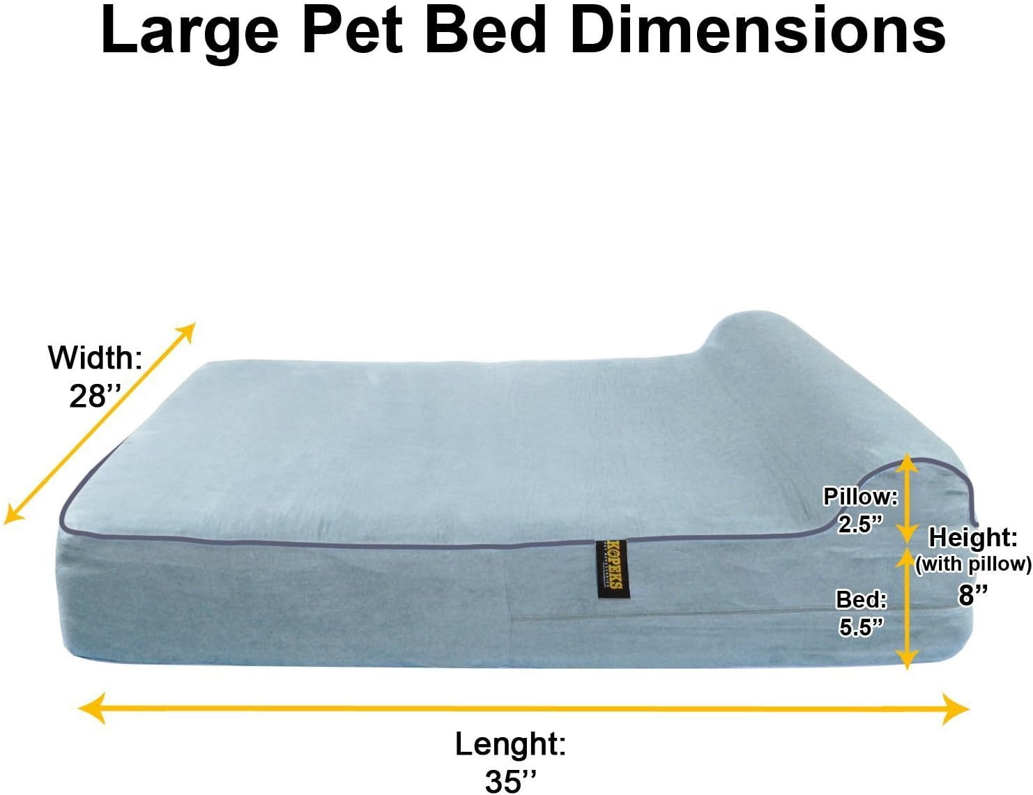 KOPEKS Large Pet Bed Replacement Cover with Memory Foam, Grey