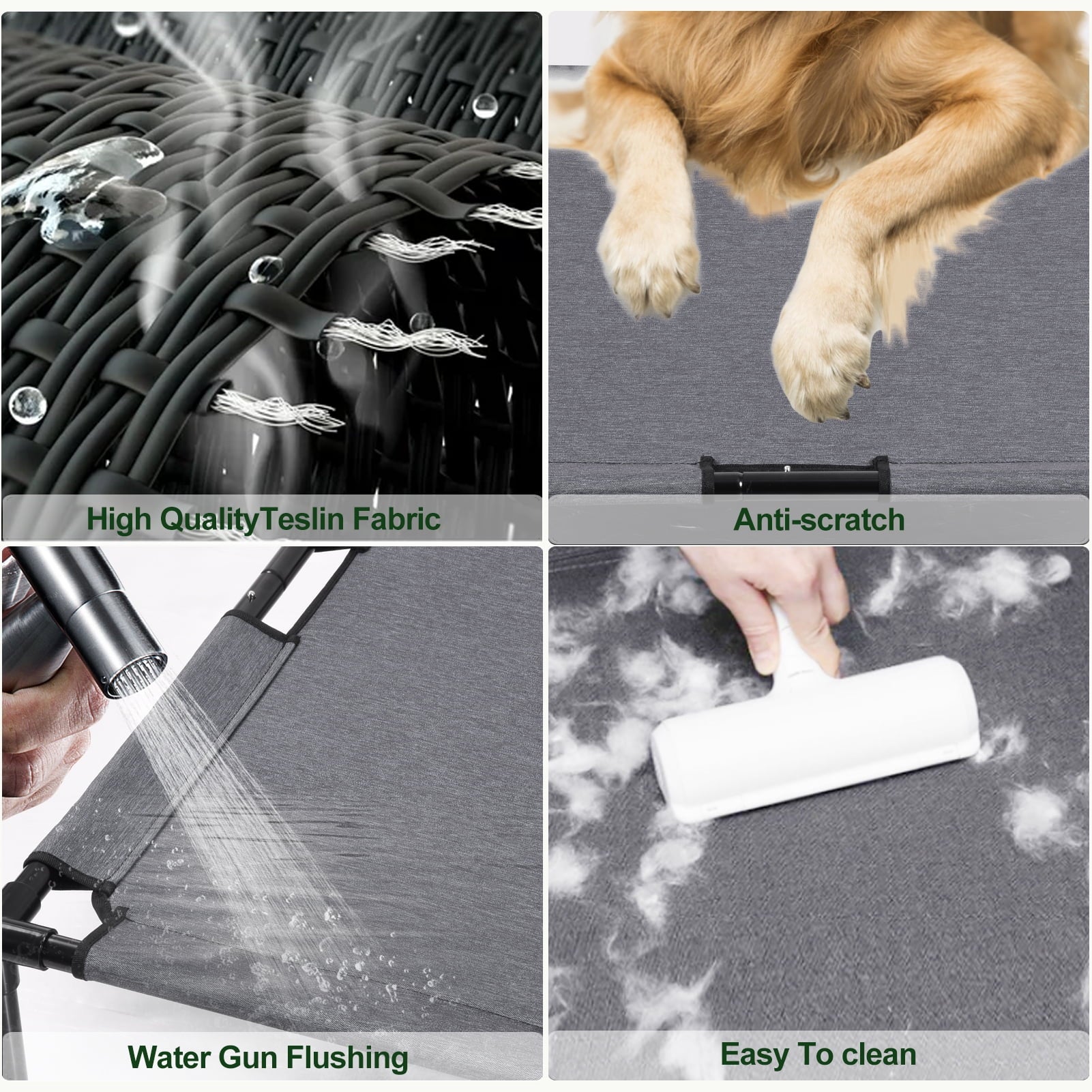 Katieovy Cooling Elevated Dog Bed for Large Dogs,Durable Dog Cot with Breathable Mesh,Washable Outdoor Chew Proof Raised Dog Bed