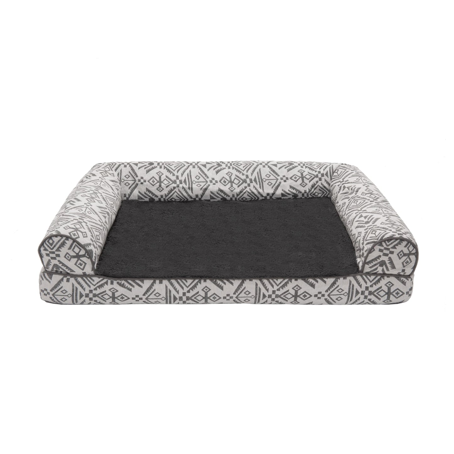 FurHaven Southwest Kilim Orthopedic Sofa Pet Bed for Dogs & Cats - Boulder Gray, Medium