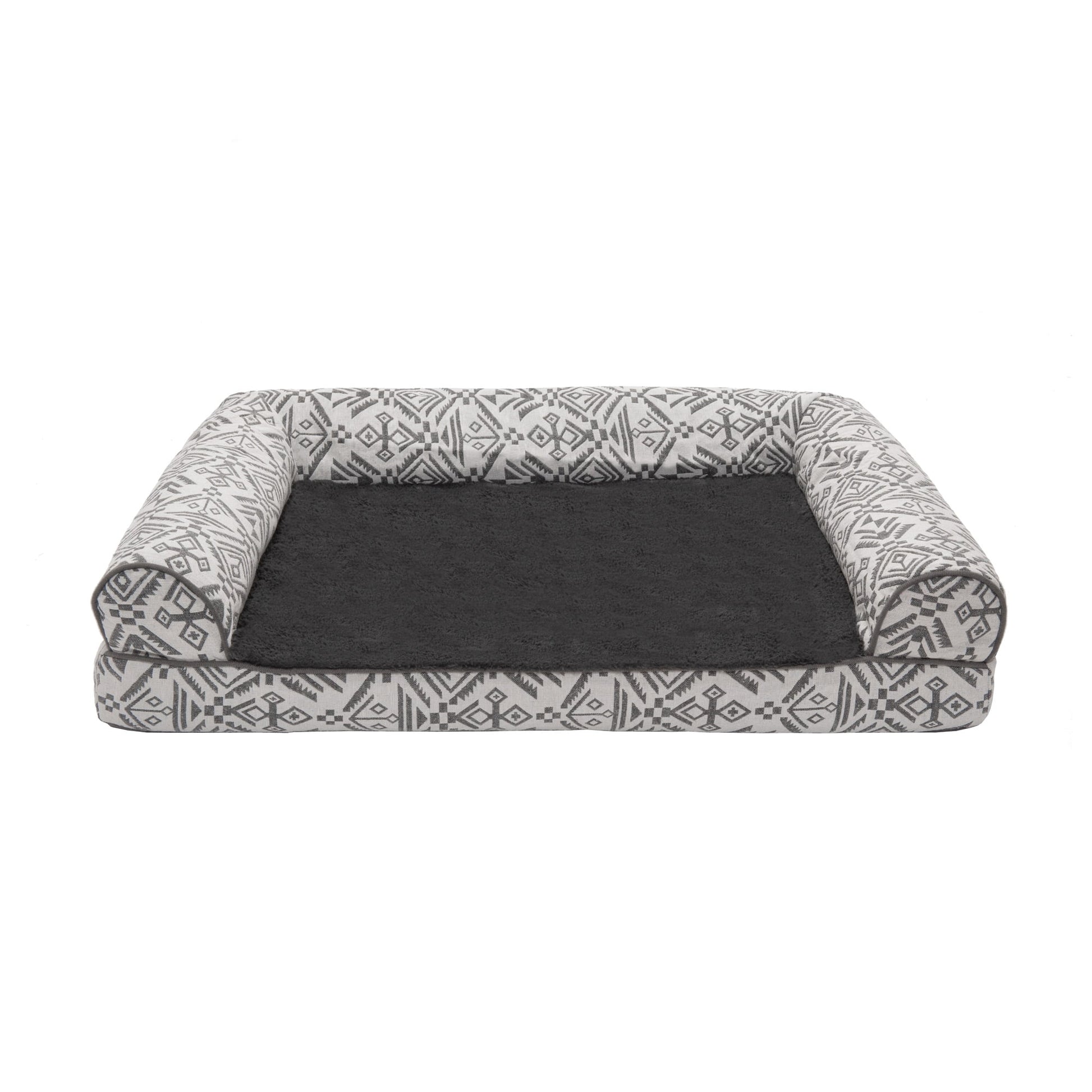 FurHaven Southwest Kilim Orthopedic Sofa Pet Bed for Dogs & Cats - Boulder Gray, Medium