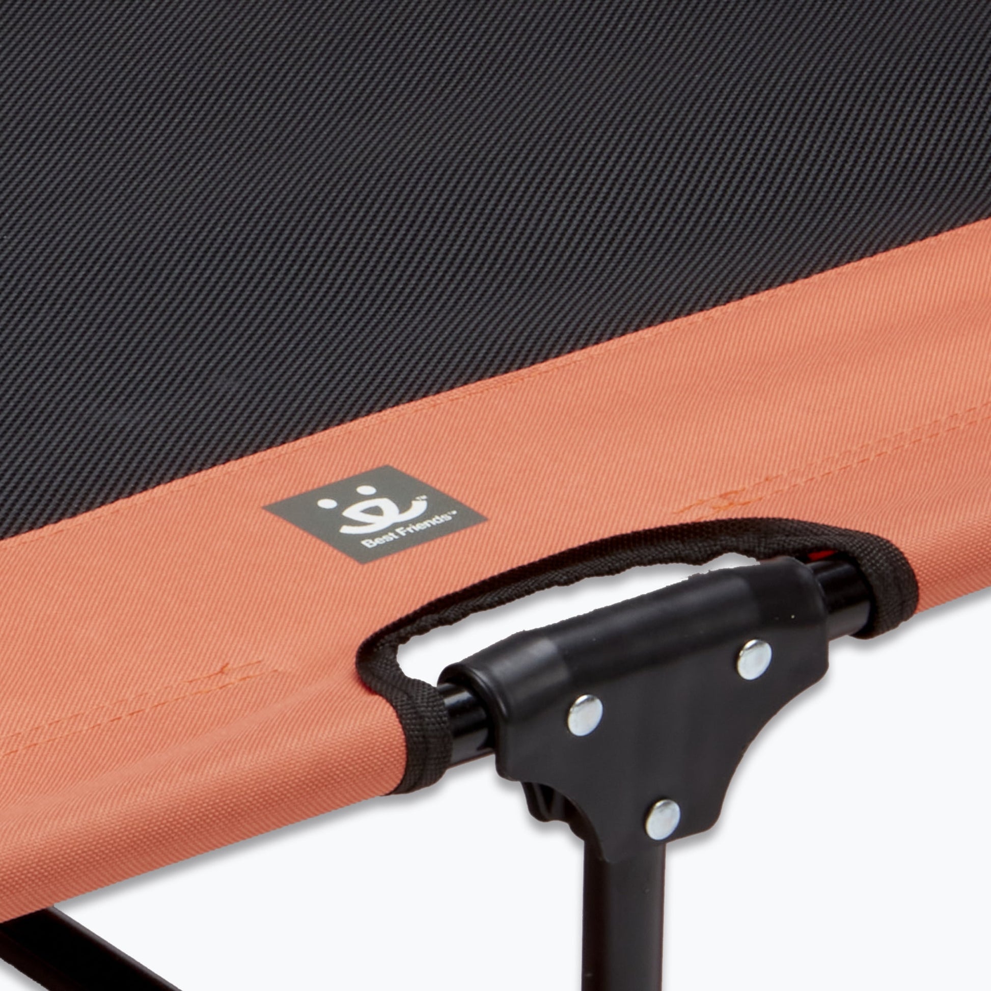 Best Friends Folding Pet Cot with Bonus Collapsible Bowl, Medium - Mesh Center for ventilation with Foldable Legs for easy travel - For pet up to 50 lbs. - Orange & Gray