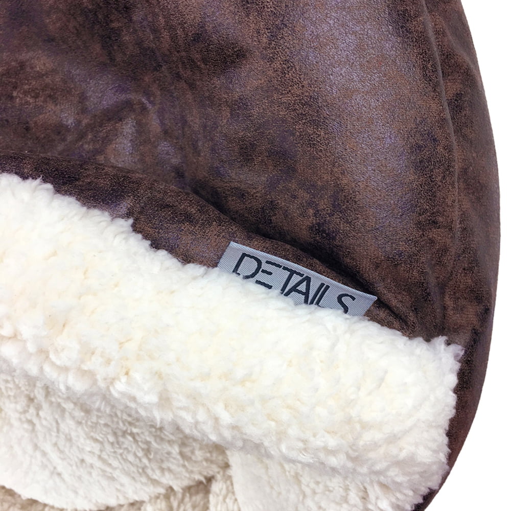 Precious Tails Vegan Leather Deep Dish Cave Pet Dog Bed - Large