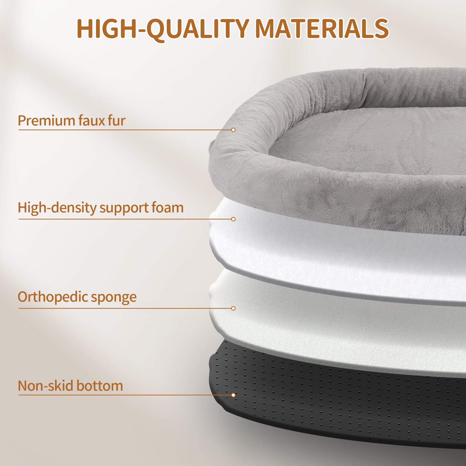 Human Dog Bed with Blanket,large dog bed 72'' x 48'' x 10'', Washable Fur Cover, Memory Foam, Grey