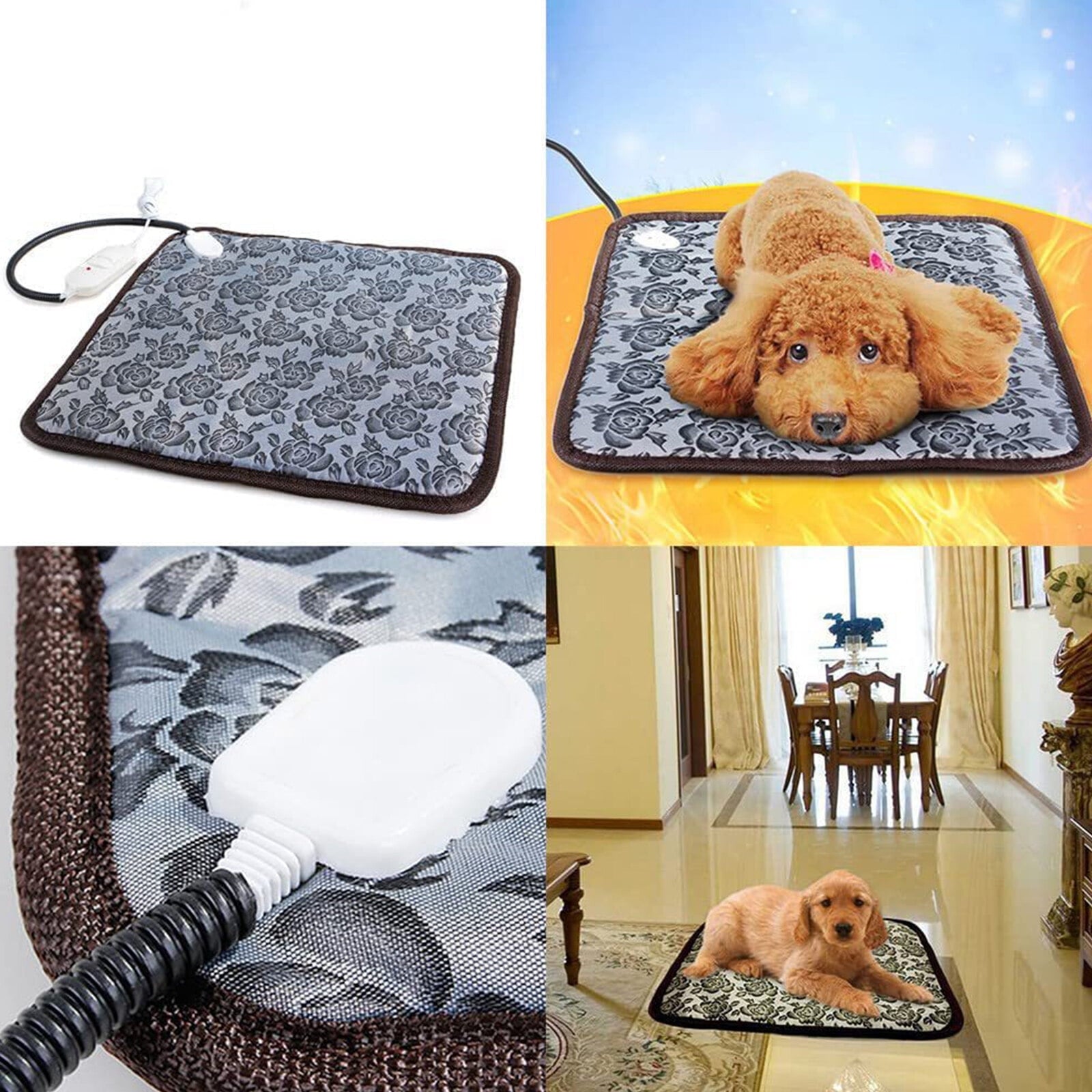 Yolispa Pet Heating Pad Mat, Electric Pet Heating Pad Bed for Cat Dog Large Indoor Outdoor Waterproof Adjustable Temperature Heater