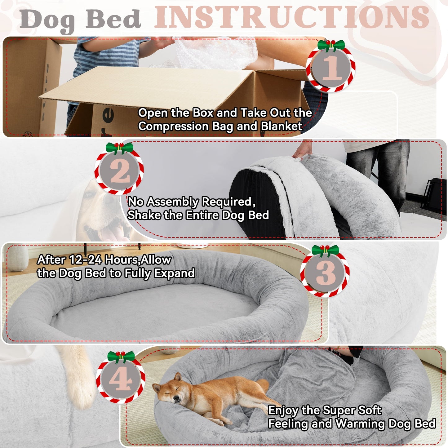 Human Dog Bed,72"x48"x11" Extra Large Human Dog Bed for People Adults and Pets, Large Bean Bag Bed for Humans and Dogs, Ultimate Comfort Washable Fur and Blanket Adult Dog Bed(Grey)