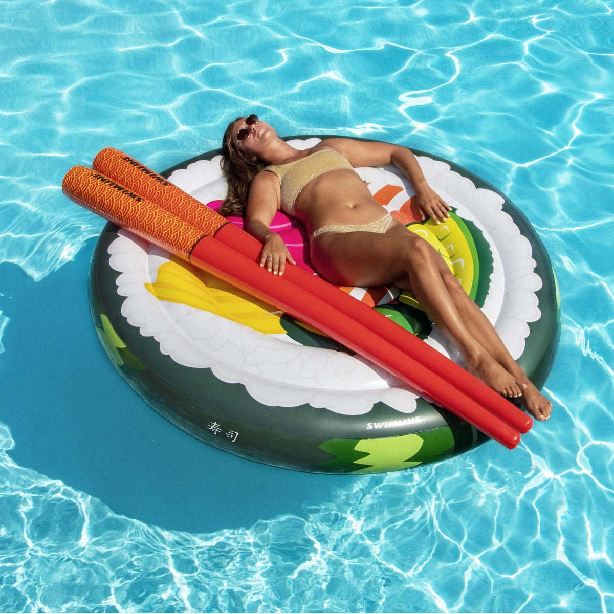Swimline Sushi Roll Pool Lounger with Chopstick Doodles Combo Pack