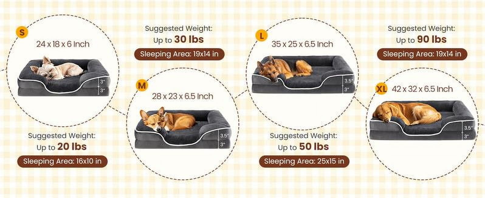 Orthopedic Dog Bed for Large Size Dogs, Supportive Memory Foam Dog Sofa with Washable Removable Cover, Non-Slip Base, Waterproof Pet Couch Bed