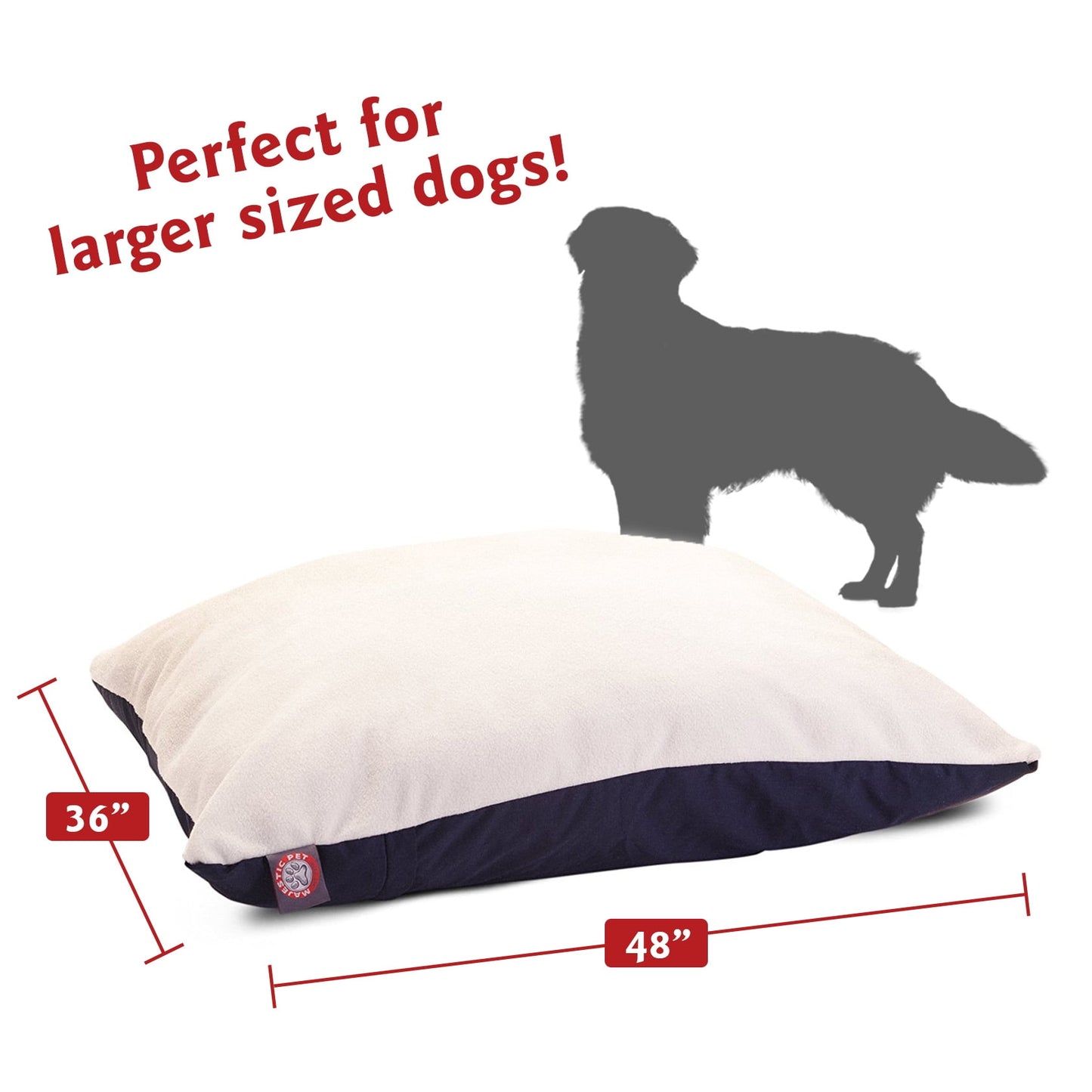 Majestic Pet Solid Color Rectangular Pillow Dog Bed Machine Washable