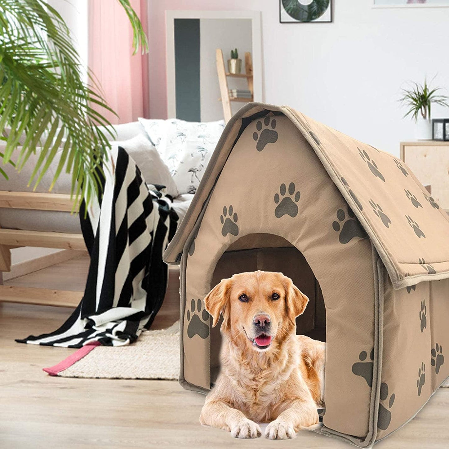Nvzi Foldable Small Footprint Pet Bed Weatherproof, Portable Dog House Indoor, Small Medium，10pcs