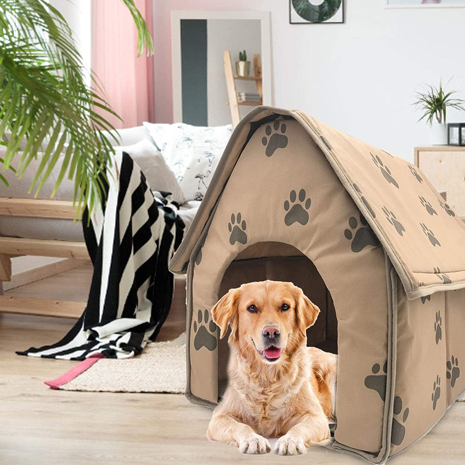 Nvzi Foldable Small Footprint Pet Bed Weatherproof, Portable Dog House Indoor, Small Medium，10pcs