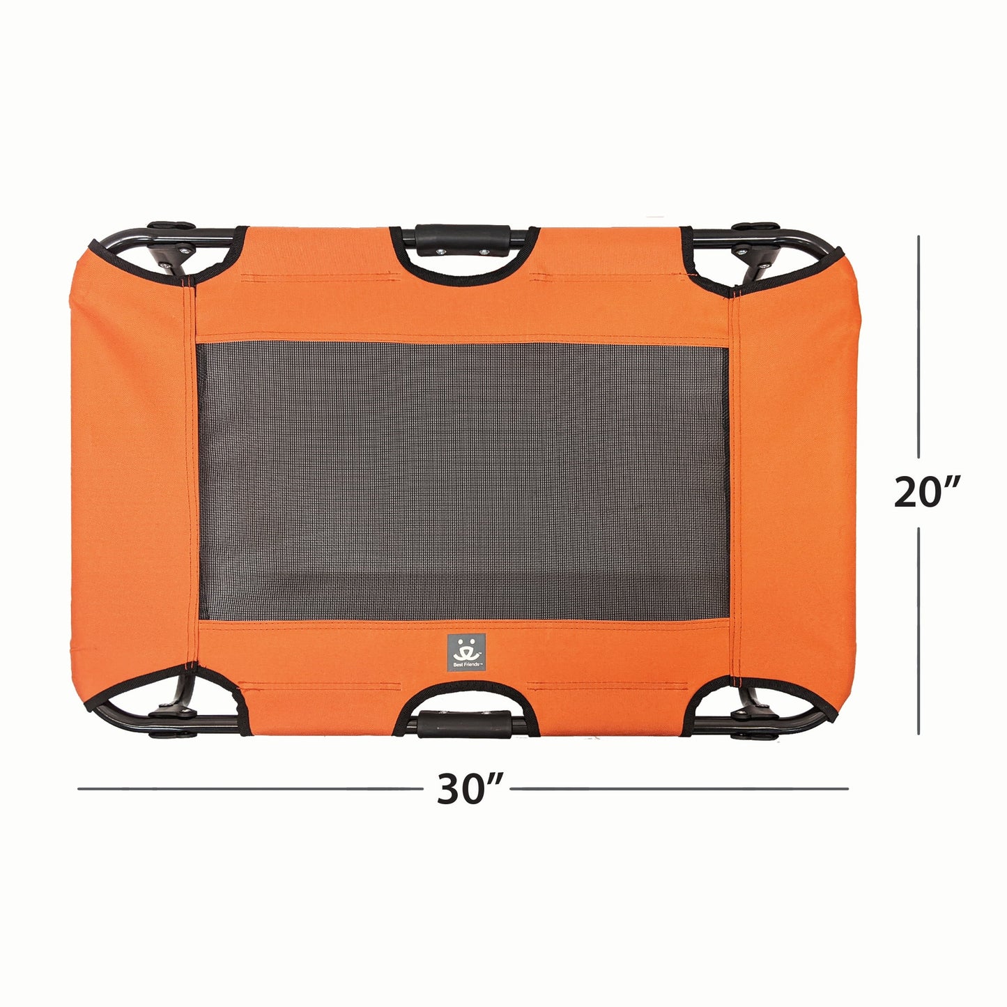 Best Friends Folding Pet Cot with Bonus Collapsible Bowl, Medium - Mesh Center for ventilation with Foldable Legs for easy travel - For pet up to 50 lbs. - Orange & Gray