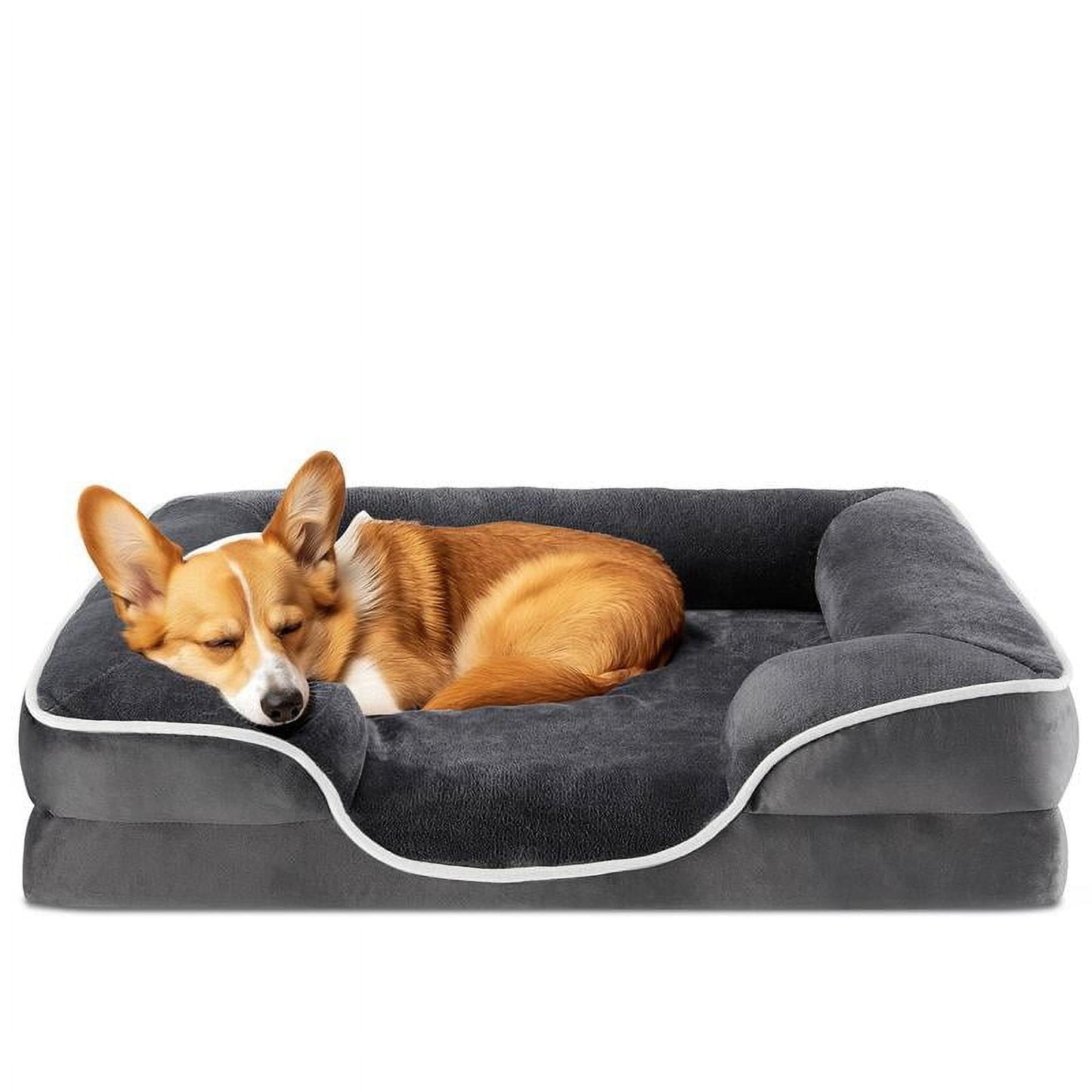 Orthopedic Dog Bed for Large Size Dogs, Supportive Memory Foam Dog Sofa with Washable Removable Cover, Non-Slip Base, Waterproof Pet Couch Bed